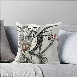 Jack and Sally Gothic Art Throw Pillow