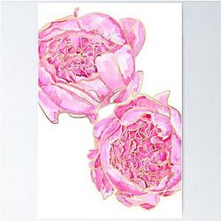 Pink Gold Peonies Sally Poster