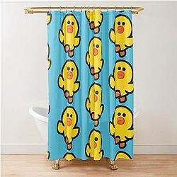 LINE Friends Sally – T Shirts, Mugs Stickers More - Brown Cony Friends Shower Curtain