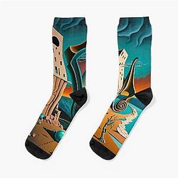 A Tribute to Salvador Dali - Persistence of Memory 4 Socks