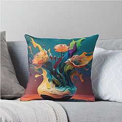 Salvador Dali Inspired Melting Flower Vase Pillow