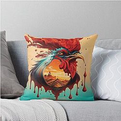 Salvador Dali Inspired Rooster Surrealism Throw Pillow