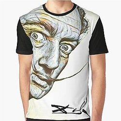 Salvador Dali Portrait Yellow Blue Graphic T-Shirt