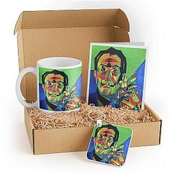 Salvador Dali Art Gift Set with Mug Keychain and Card - Colorful Abstract Portrait - Perfect for Art Lovers Unique Decor