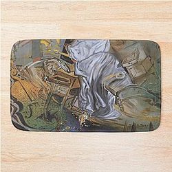 Salvador Dali - BED AND TWO TABLES FEROCIOUSLY ATTACKING A CELLO FINAL STAGE Bath Mat