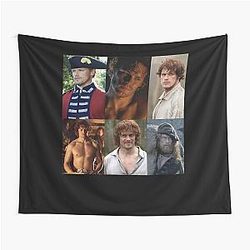People Call Me Jamie Fraser Collage Sam Heughan Retro Tapestry