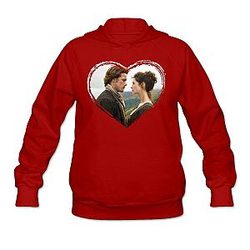 Women's Outlander TV Series Caitriona Balfe and Sam Heughan Sweatshirts Red V-Neck Hooded Sale