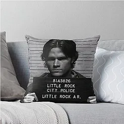 Sam Winchester Supernatural Mugshot Throw Pillow