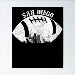 San Diego Skyline Football Fan Vintage San Diego Football Gear Poster