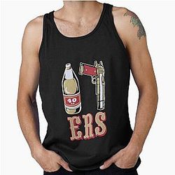 Cool Black 49ers 40 OZ 9MM Gold Gun Tank Top