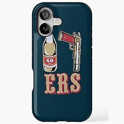 Mens 49ers 40 OZ 9MM Gold Gun iPhone Tough Case