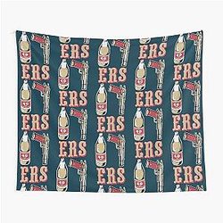 Mens Black 49ers 40 OZ 9MM Gold Gun Tapestry