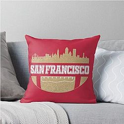 Retro 49ers Football Fan San Francisco Skyline Throw Pillow
