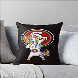 Patrick Unicorn Football Team San Francisco 49er T Shirt Throw Pillow