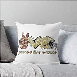 Peace, Love 49ers Football Team Throw Pillow