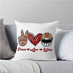 Peace Love 49ers Football Team Throw Pillow