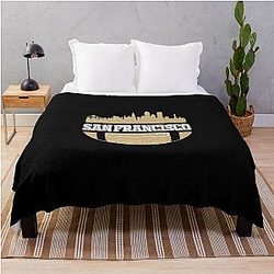 Retro San Francisco 49ers Vintage Football Skyline Classic Throw Blanket