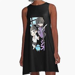 Rock Scissor with Dai Bo Teacher Graphic Fan A-Line Dress