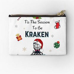 Seattle Kraken Christmas, Tis the Season to Be Kraken. Zipper Pouch.