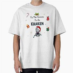 Seattle Kraken Christmas Tis the Season to Be Kraken Oversized T-Shirt