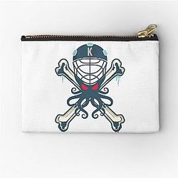 Seattle Kraken alternative mascot with crossbones background zipper pouch