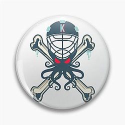 Seattle Kraken Alternative Mascot with a Crossbones Background Pin