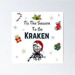 Seattle Kraken Christmas Poster