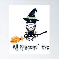 All Seahawks/Seattle Kraken Halloween Design. Poster
