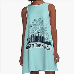 Release The Kraken! Seattle Kraken Design. Go Kraken A-Line Dress