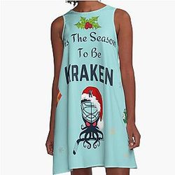 Seattle Kraken Christmas A-Line Dress