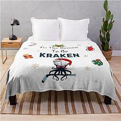 Seattle Kraken Christmas Throw Blanket
