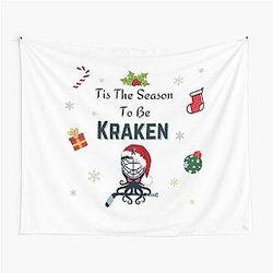 Seattle Kraken Christmas, Tis the Season to Be Kraken Tapestry