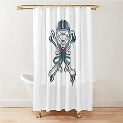 Seattle Kraken Alternative Mascot With Crossbones Background Shower Curtain