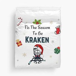 Seattle Kraken Christmas Tis The Season To Be Kraken Duvet Cover