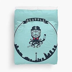 Seattle Kraken Mascot Logo Duvet Cover