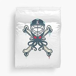 Seattle Kraken Alternative Mascot with Crossbones Background Duvet Cover