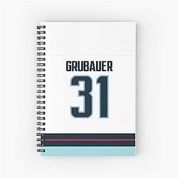 Seattle Kraken Philipp Grubauer Away Jersey Back Case Spiral Notebook
