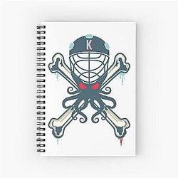 Seattle Kraken Mascot With Crossbones Background Spiral Notebook