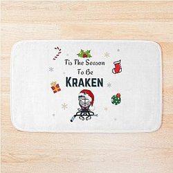 Seattle Kraken Christmas, It's The Season To Be Kraken. Bath Mat