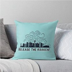Release The Kraken! Seattle Kraken Design. Go Kraken Throw Pillow