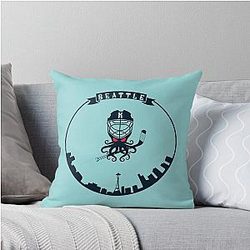 Seattle Kraken Mascot Logo Throw Pillow