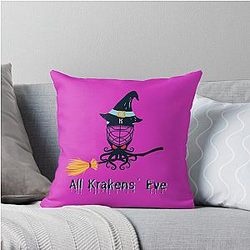 All Kraken's Eve. Seattle Kraken Halloween Throw Pillow