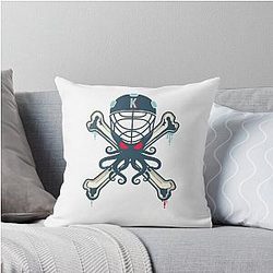 Seattle Kraken Alternative Mascot with Crossbones Background Throw Pillow