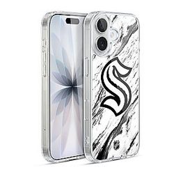 Head Case Designs Officially Licensed NHL Marble Seattle Kraken Gel Case with Military Grade Protection for Apple iPhone 17