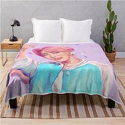 Ateez Seonghwa aesthetic digital art drawing throw blanket
