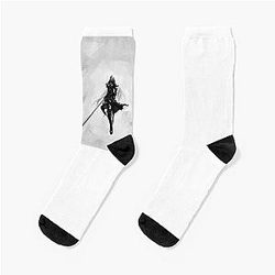 Sephhiroth - Final Fantasy VII - Black and White Socks