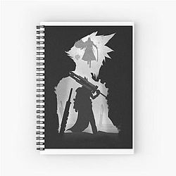 Cloud Strife & Sephiroth - Final Fantasy VII - Black White Spiral Notebook