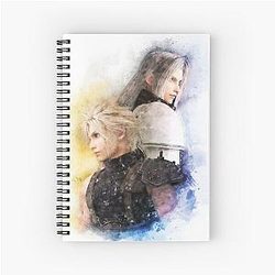 Watercolor portrait of Cloud Strife and Sephiroth Spiral Notebook