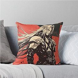 Sephiroth Warned Vintage Poster Throw Pillow