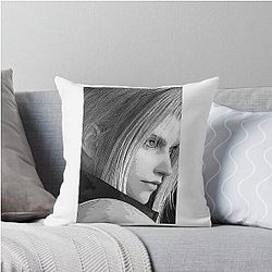 Posterized Sephiroth Green Eye Throw Pillow